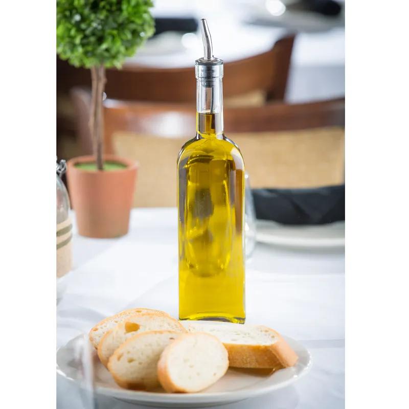 Oil & Vinegar Bottle 16 OZ Glass Green Pour Spout 1/Each