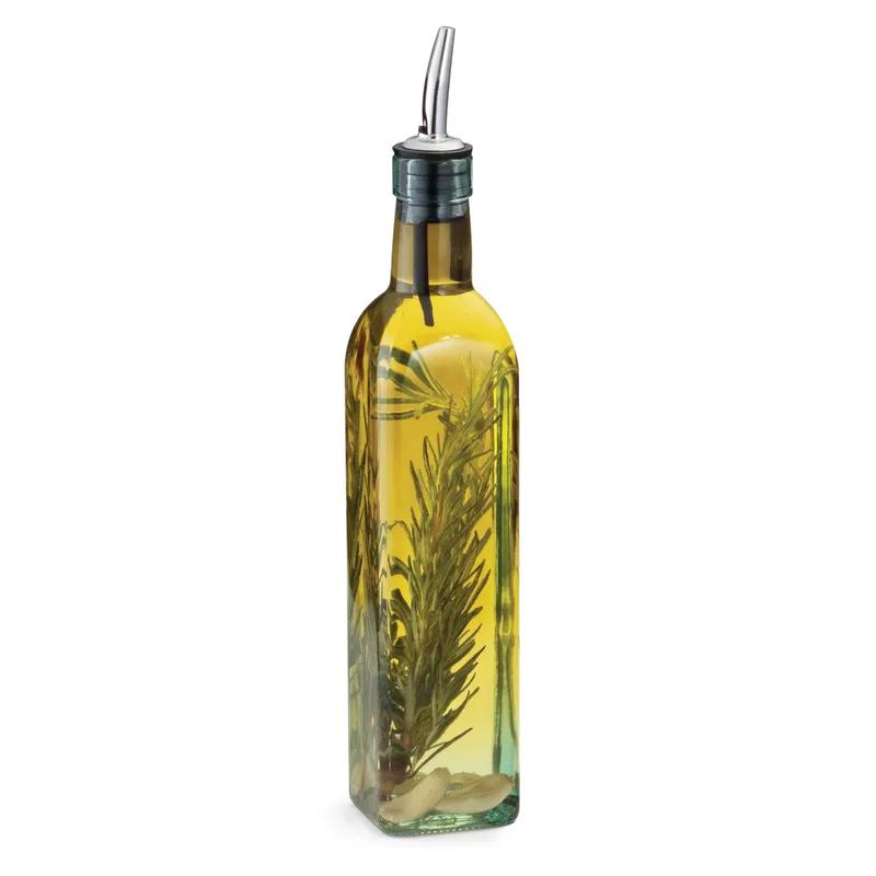 Oil & Vinegar Bottle 16 OZ Glass Green Pour Spout 1/Each