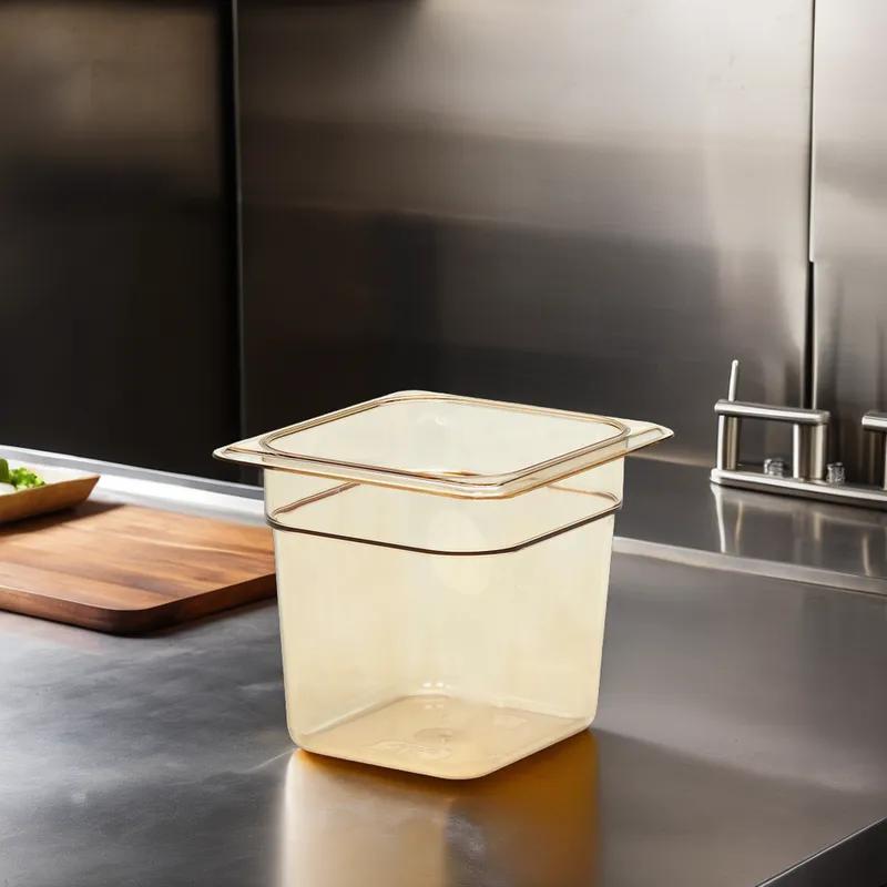 Food Pan 1/6 Size 6 IN Sandstone Amber High Heat 1/Each