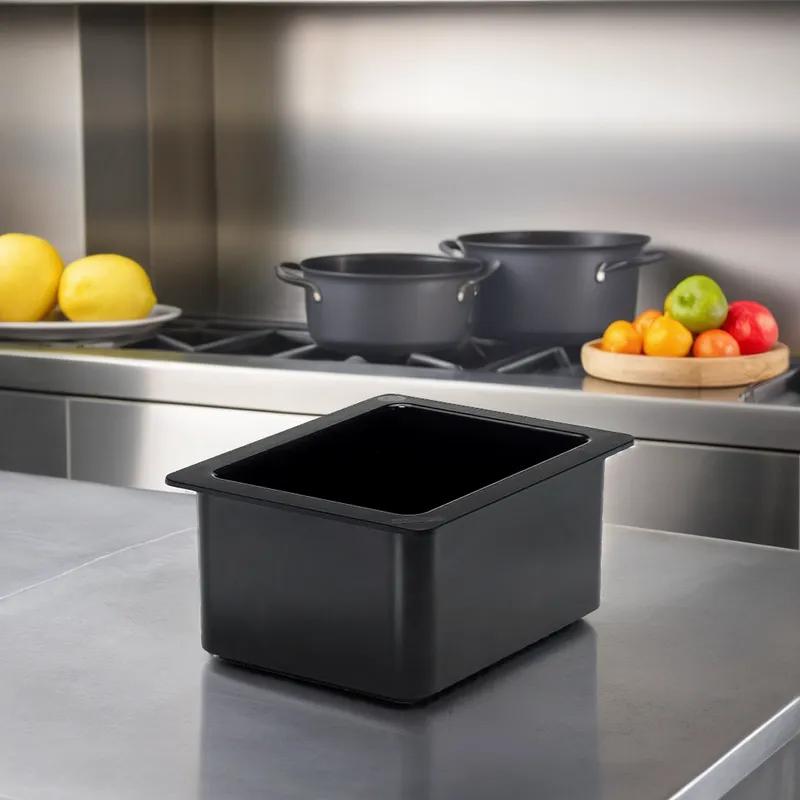 ColdFest Food Pan 1/2 Size 12.75X10.25X6 IN 6.5 QT Black Rectangle ABS Dishwasher Safe 1/Each
