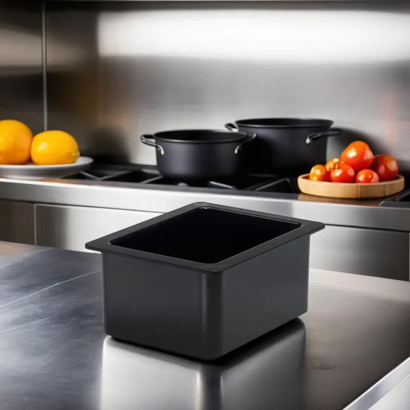 ColdFest Food Pan 1/2 Size 12.75X10.25X6 IN 6.5 QT Black Rectangle ABS Dishwasher Safe 1/Each