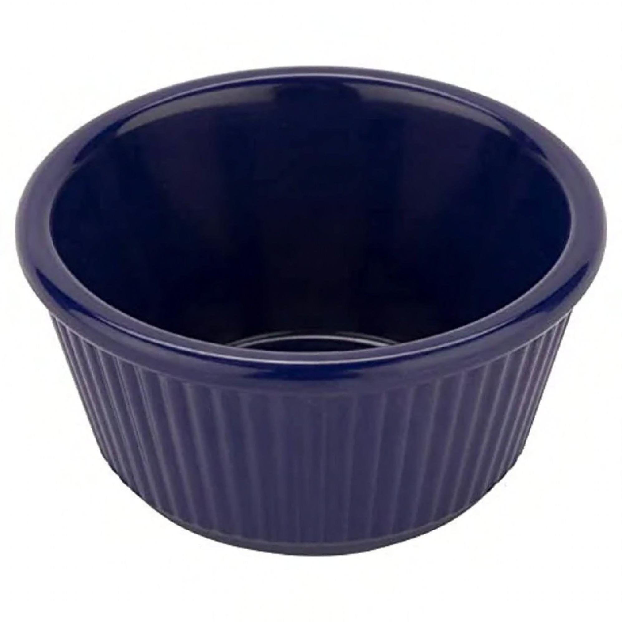 Ramekin 4 OZ Melamine Cobalt Blue Ribbed 1/Each