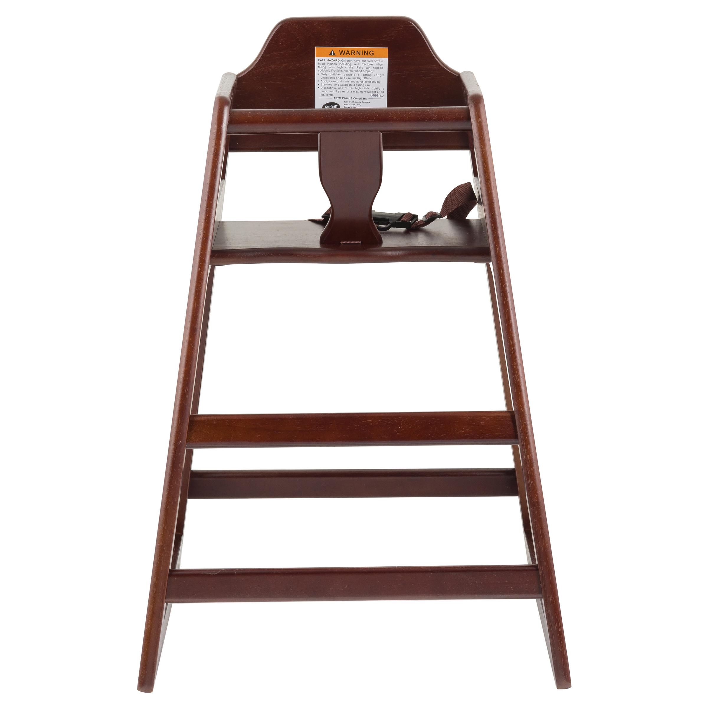 High Chair Mahogany Rubber Wood Stackable ASTM-F404 18 Compliant 1/Each