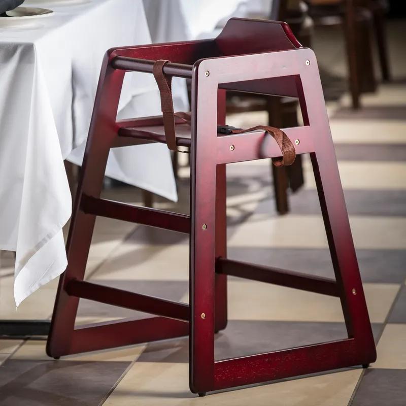 High Chair Mahogany Rubber Wood Stackable ASTM-F404 18 Compliant 1/Each