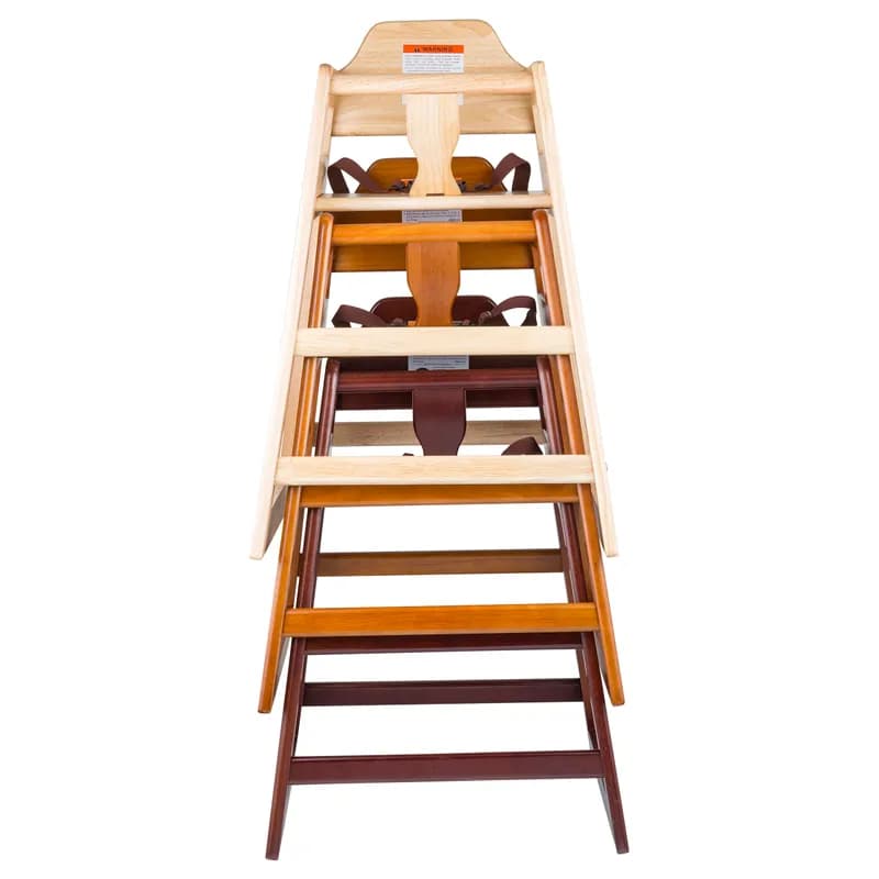 High Chair Natural Rubber Wood Stackable ASTM-F404 18 Compliant 1/Each