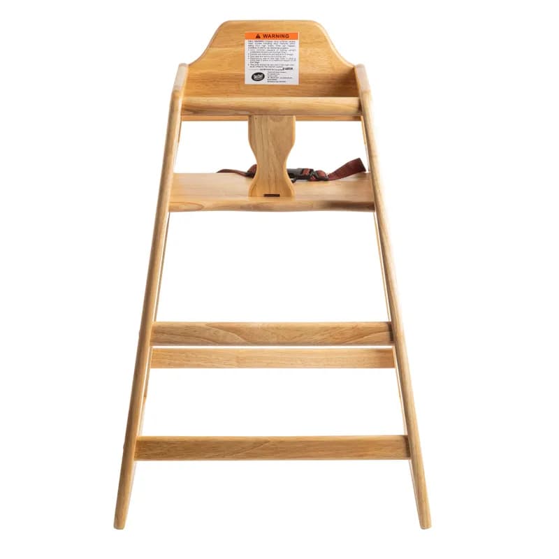 High Chair Natural Rubber Wood Stackable ASTM-F404 18 Compliant 1/Each