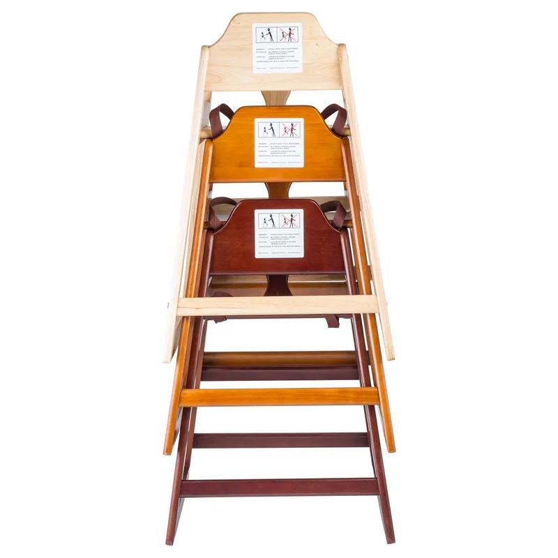 High Chair Natural Rubber Wood Stackable ASTM-F404 18 Compliant 1/Each