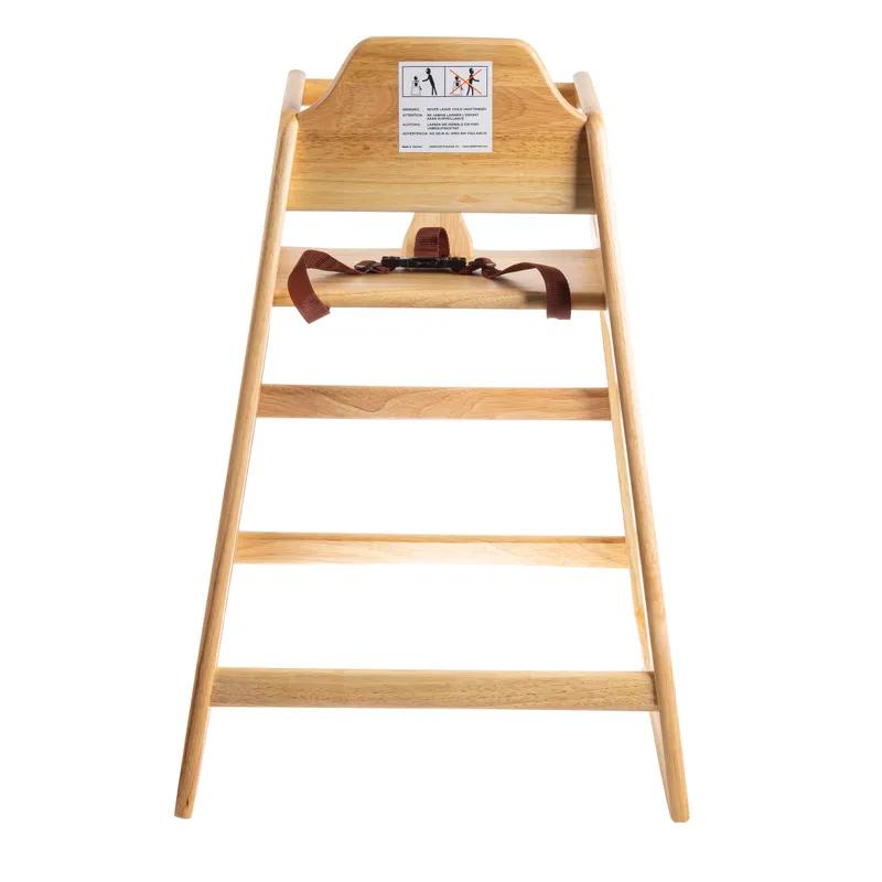 High Chair Natural Rubber Wood Stackable ASTM-F404 18 Compliant 1/Each