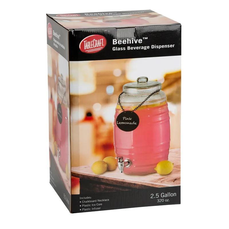 Beehive Collection™ Beverage Dispenser 10.75X10.75X16 IN 2.5 GAL Glass Ice Core/Infuser Hand Wash 1/Each