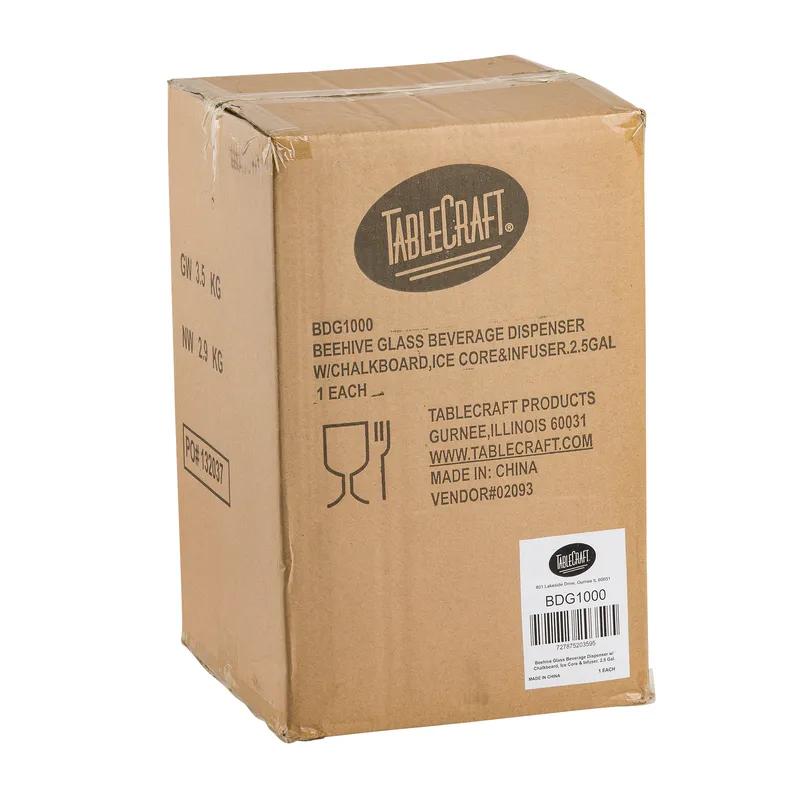 Beehive Collection™ Beverage Dispenser 10.75X10.75X16 IN 2.5 GAL Glass Ice Core/Infuser Hand Wash 1/Each