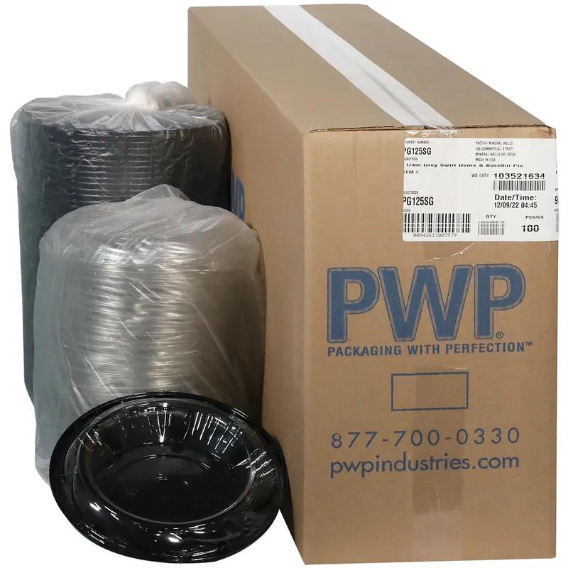 Pie Container & Lid Combo With Dome Lid 9X1.25 IN PET Clear Black Round Swirl 100/Case