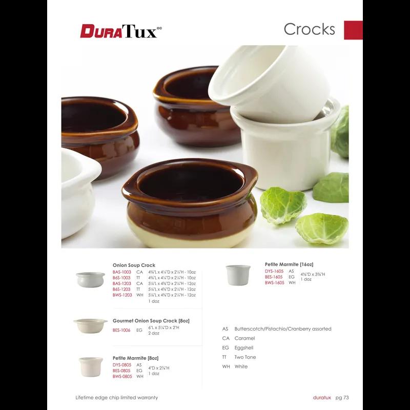 Onion Soup Crock 10 OZ China Brown Beige Round Fully Vitrified Oven Safe Dishwasher Safe Microwave Oven Safe 12/Case
