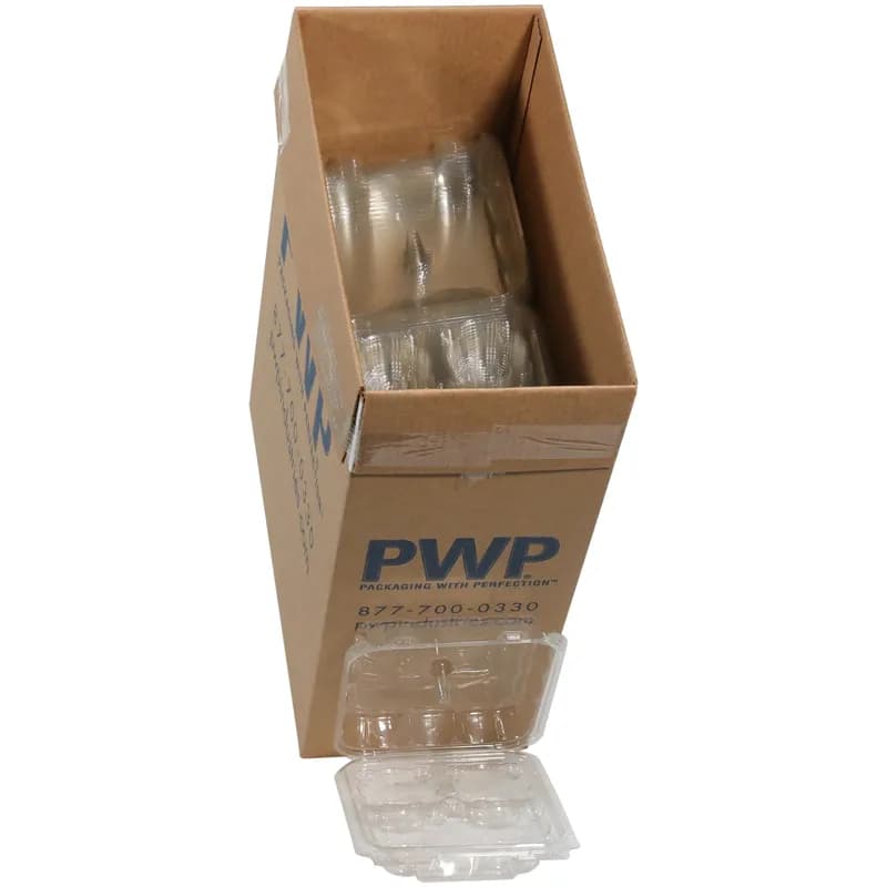 Cupcake Hinged Container With Dome Lid 8.6X8.6X3.22 IN 4 Compartment PET Clear Square 120/Case