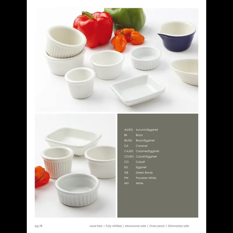 Ramekin 3 IN 2.5 OZ China White Round Fluted Fully Vitrified Oven Safe Dishwasher Safe Microwave Oven Safe 48/Case