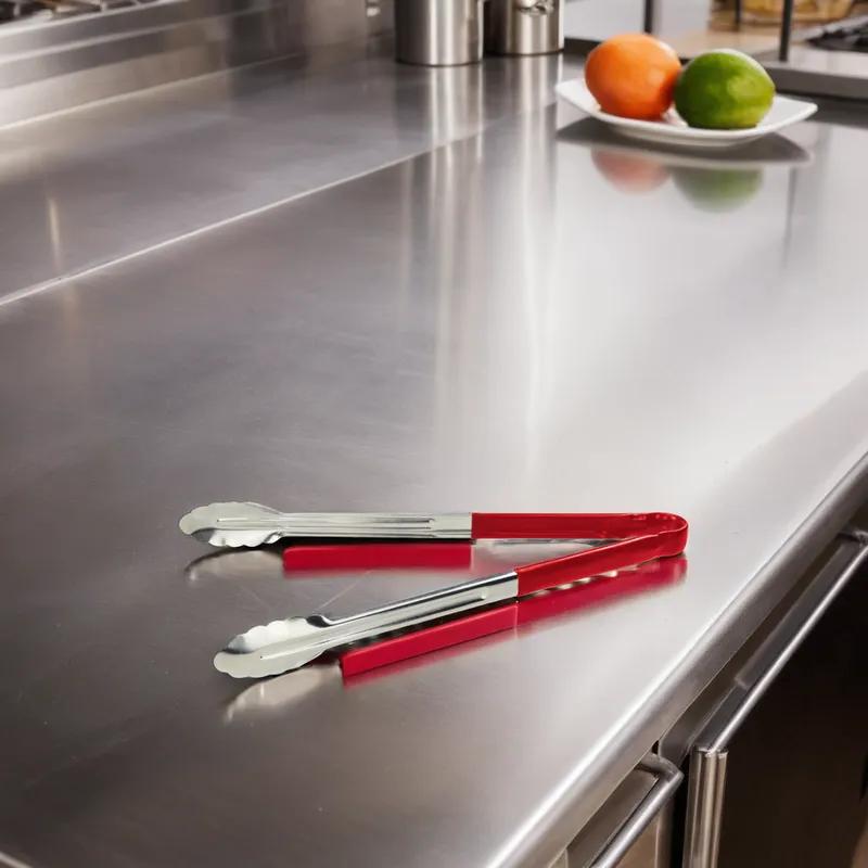 Tongs 15.625X1.625 IN Stainless Steel Red Heavy Duty Utility 1/Each