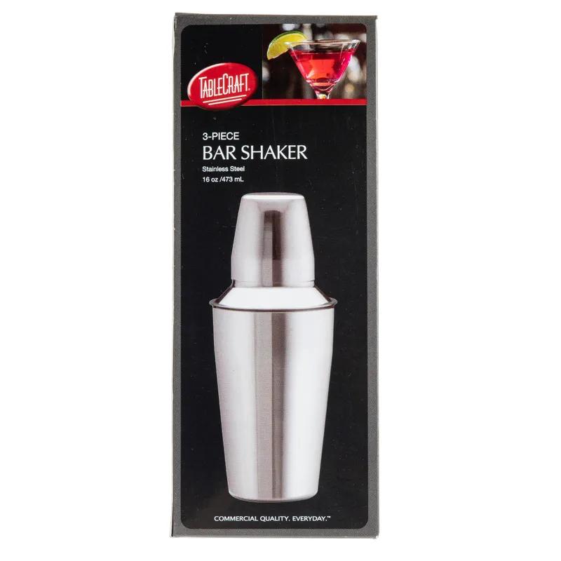 Bar Shaker 3.125X3.125X7.5 IN 16 FLOZ Stainless Steel (200 Series) 3-Piece Set Mirror Finish Dishwasher Safe 1/Each