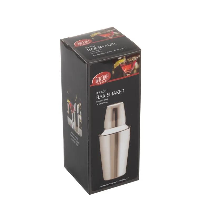 Bar Shaker 3.125X3.125X7.5 IN 16 FLOZ Stainless Steel (200 Series) 3-Piece Set Mirror Finish Dishwasher Safe 1/Each