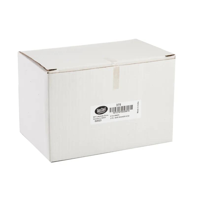 Bar Shaker 3.125X3.125X5.875 IN 8 FLOZ Stainless Steel (200 Series) Silver 3-Piece Set Dishwasher Safe 6 Count/Case