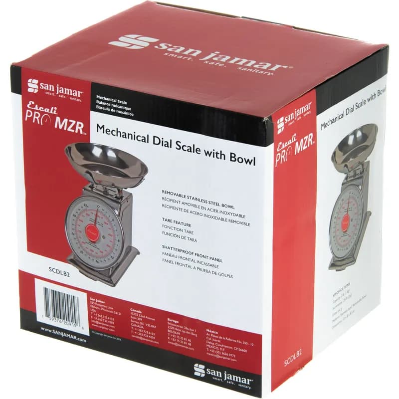 San Jamar Dial Scale With Bowl 8X9X9 IN 2 LB LB/OZ/GR Tare Feature 1/Each