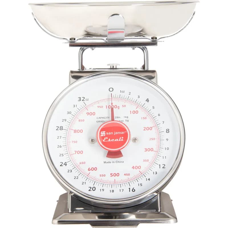 San Jamar Dial Scale With Bowl 8X9X9 IN 2 LB LB/OZ/GR Tare Feature 1/Each