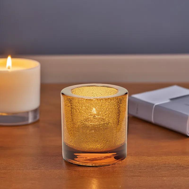 Votive Candle Holder Tealight Candle Holder 2.75X2.88 IN Glass Amber Jewel Round 1/Each