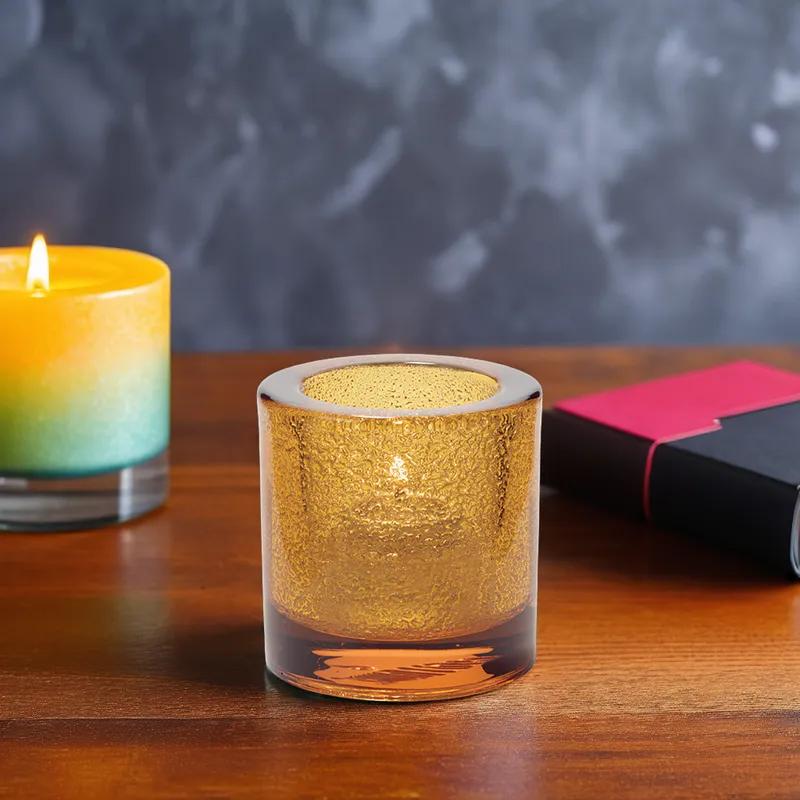 Votive Candle Holder Tealight Candle Holder 2.75X2.88 IN Glass Amber Jewel Round 1/Each