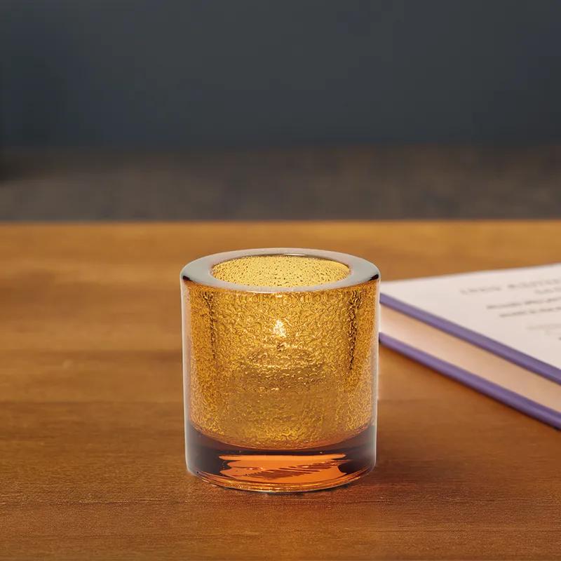 Votive Candle Holder Tealight Candle Holder 2.75X2.88 IN Glass Amber Jewel Round 1/Each