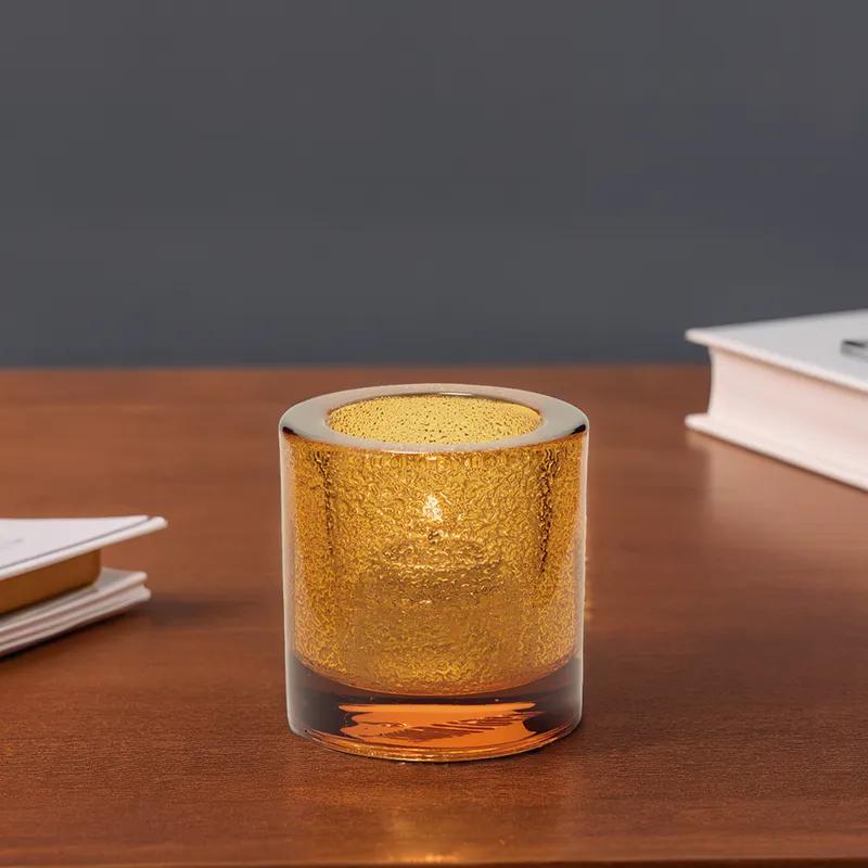 Votive Candle Holder Tealight Candle Holder 2.75X2.88 IN Glass Amber Jewel Round 1/Each