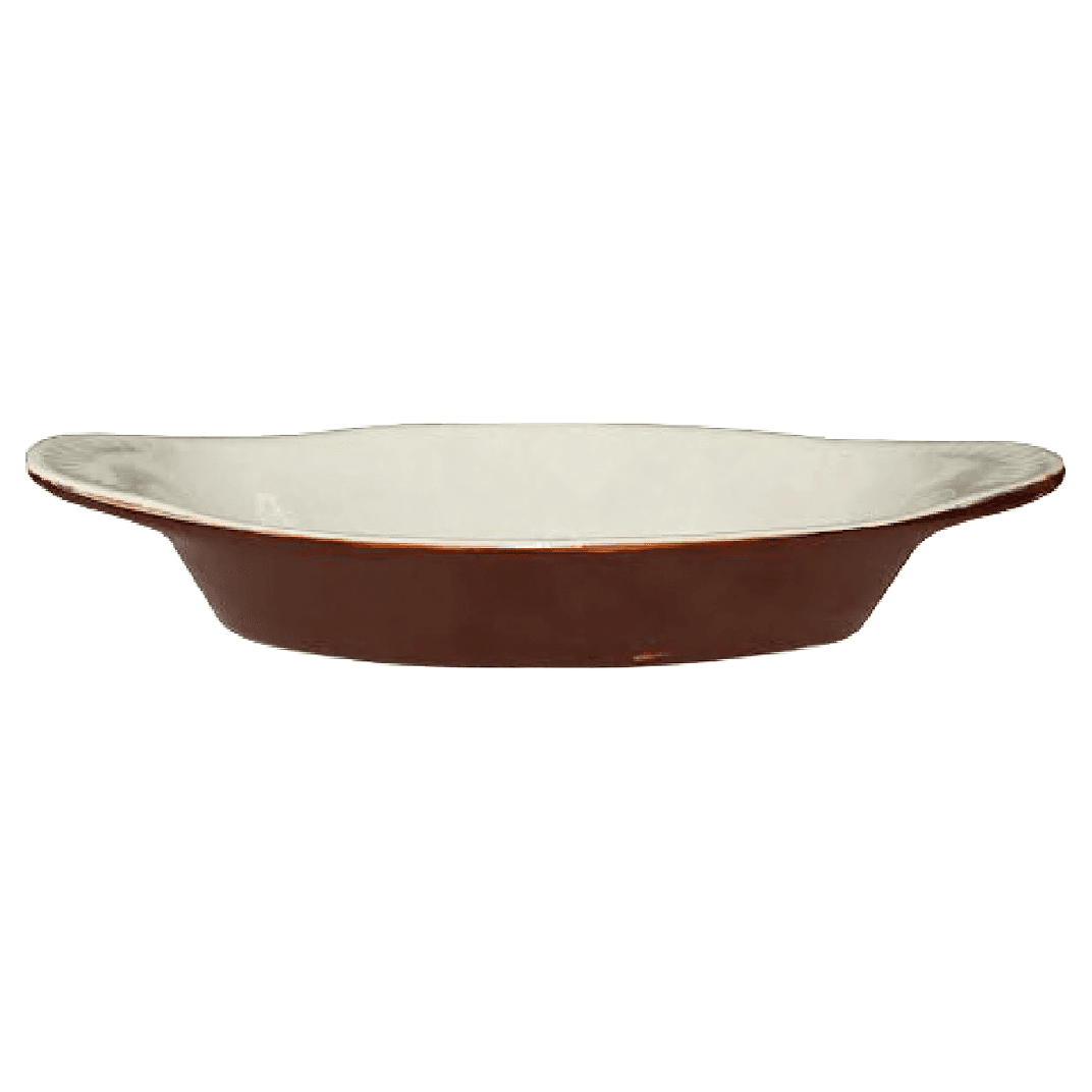 Welsh Rarebit 10X5.125 IN 12 OZ China White Brown Oval 36/Case