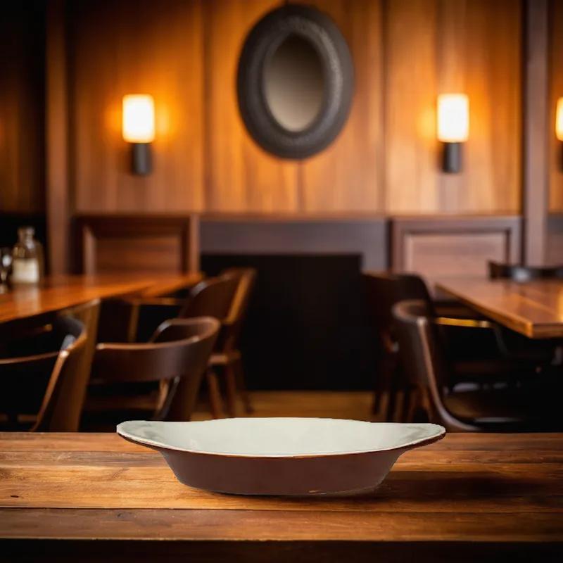 Welsh Rarebit 10X5.125 IN 12 OZ China White Brown Oval 36/Case