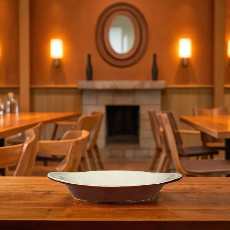 Welsh Rarebit 10X5.125 IN 12 OZ China White Brown Oval 36/Case