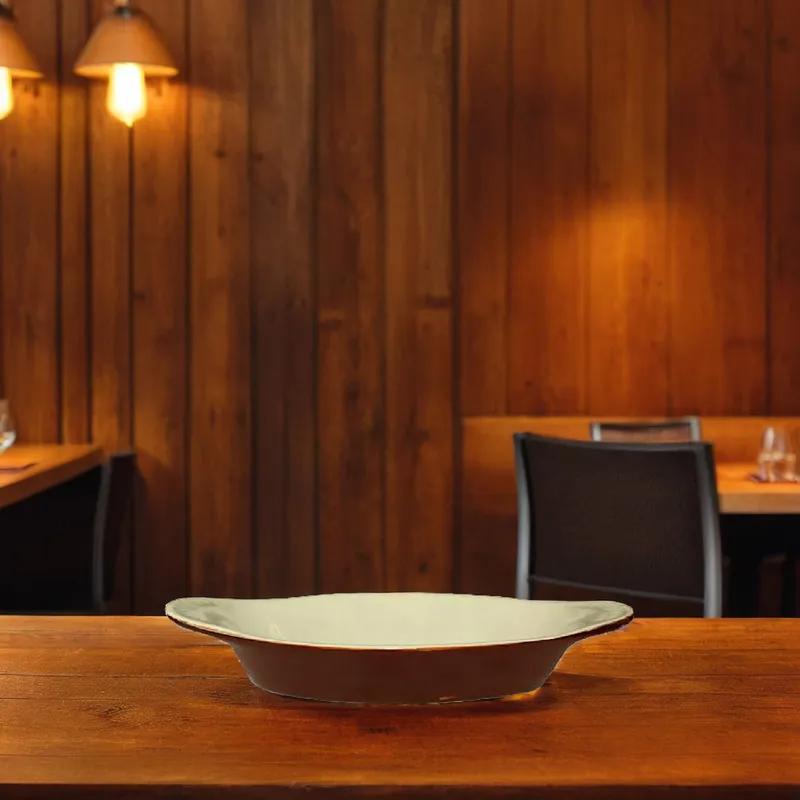 Welsh Rarebit 10X5.125 IN 12 OZ China White Brown Oval 36/Case