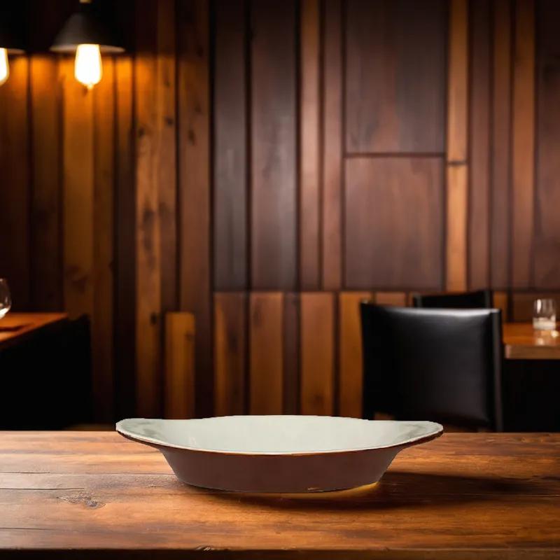 Welsh Rarebit 10X5.125 IN 12 OZ China White Brown Oval 36/Case