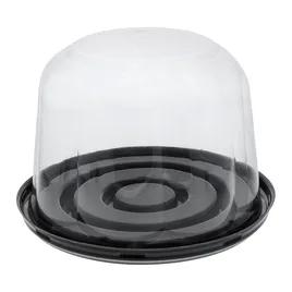 RoseDome Cake Container & Lid Combo With Dome Lid 6.75X4.5 IN PET Black Clear Round 160/Case