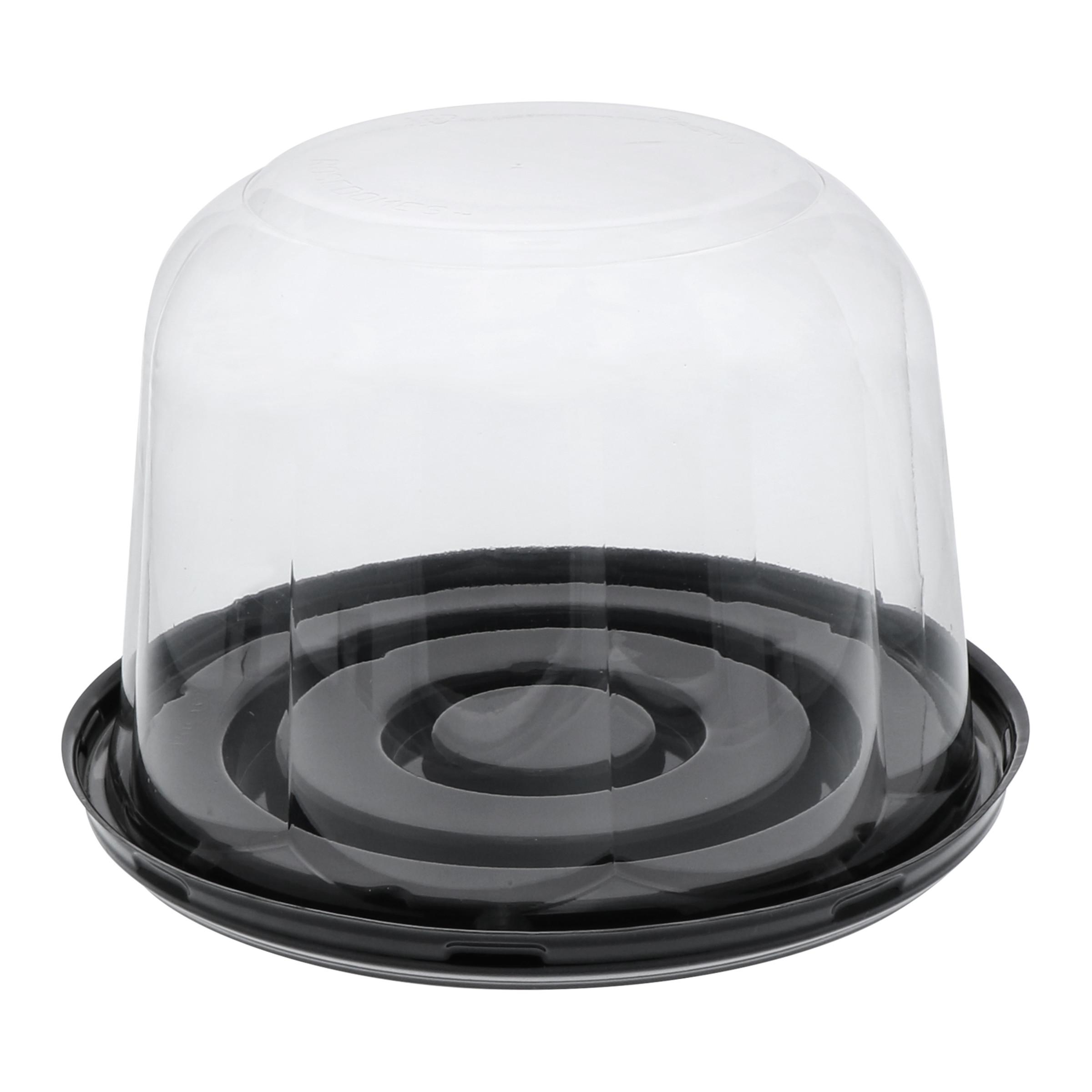 RoseDome Cake Container & Lid Combo With Dome Lid 6.75X4.5 IN PET Black Clear Round 160/Case