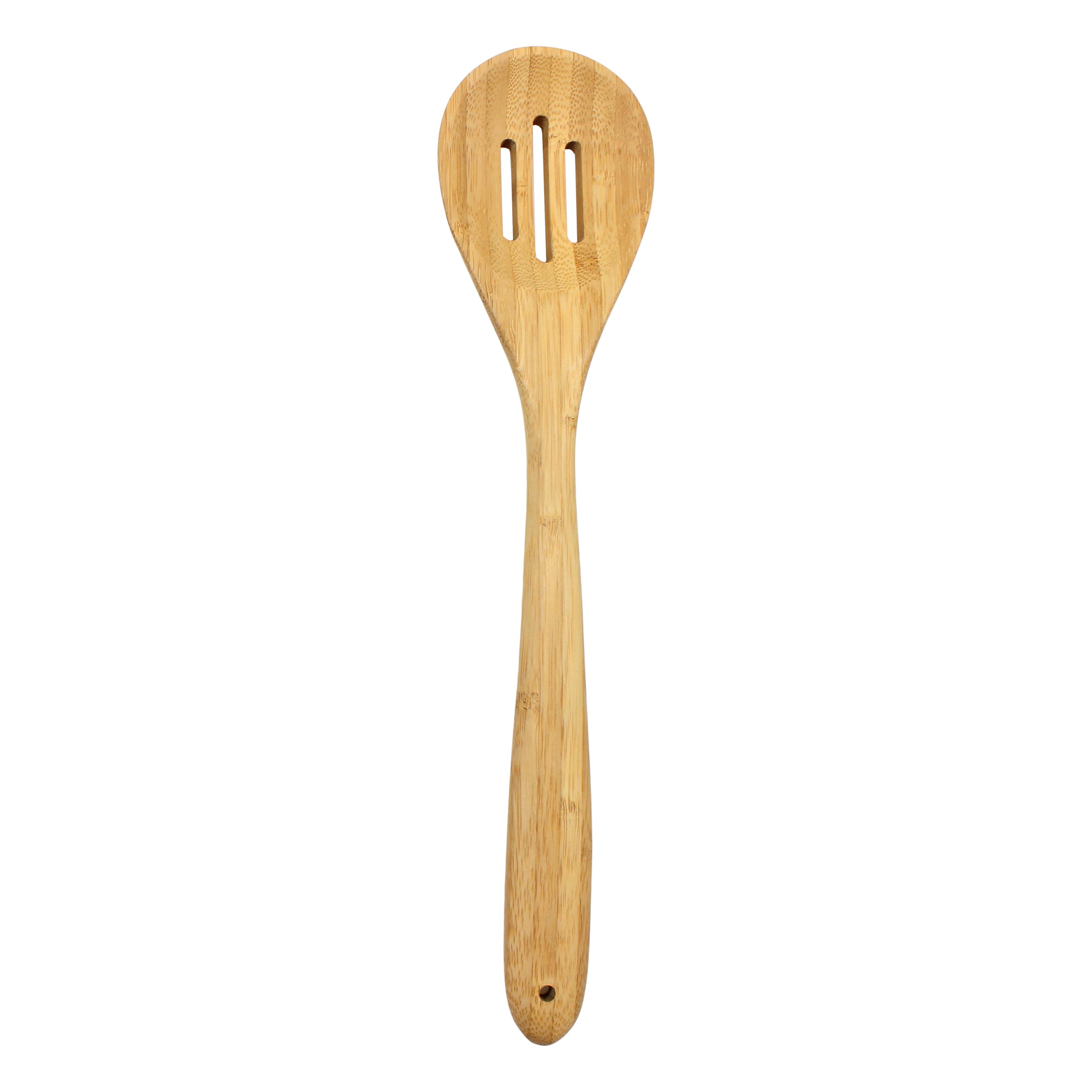 Spoon 14 IN Wood & Bamboo Slotted 1/Each
