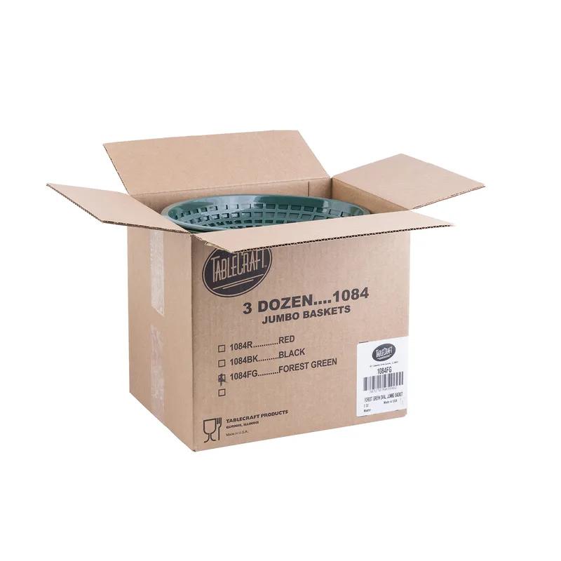 Basket Jumbo 11.75X9X1.875 IN Polypropylene Homopolymer (PPH) Forest Green Oval Dishwasher Safe Microwave Safe 1/Each