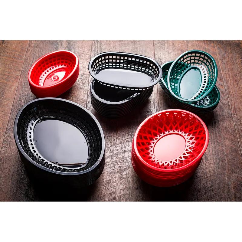 Basket Jumbo 11.75X9X1.875 IN Polypropylene Homopolymer (PPH) Forest Green Oval Dishwasher Safe Microwave Safe 1/Each