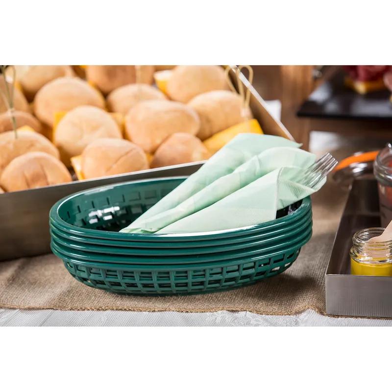 Basket Jumbo 11.75X9X1.875 IN Polypropylene Homopolymer (PPH) Forest Green Oval Dishwasher Safe Microwave Safe 1/Each