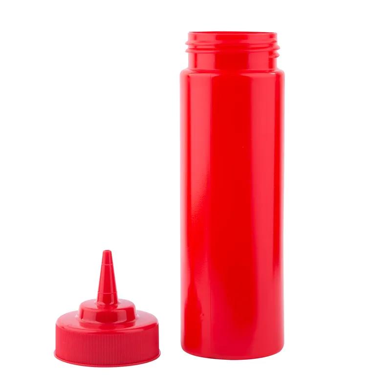 Bottle 12 OZ 2X8.5 IN LDPE Red Round Dishwasher Safe Wide Mouth Squeeze 1/Each