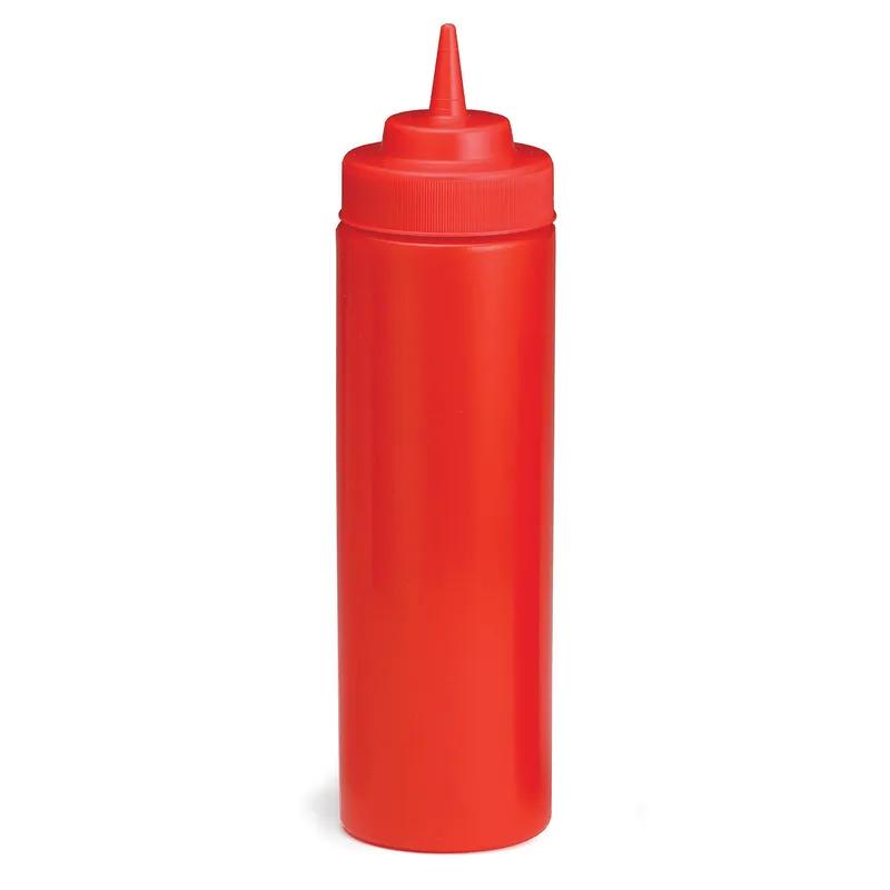 Bottle 12 OZ 2X8.5 IN LDPE Red Round Dishwasher Safe Wide Mouth Squeeze 1/Each