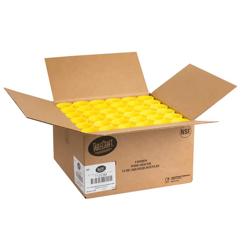 Bottle 12 OZ 2X8.5 IN LDPE Yellow Wide Mouth Dishwasher Safe Squeeze 1/Each
