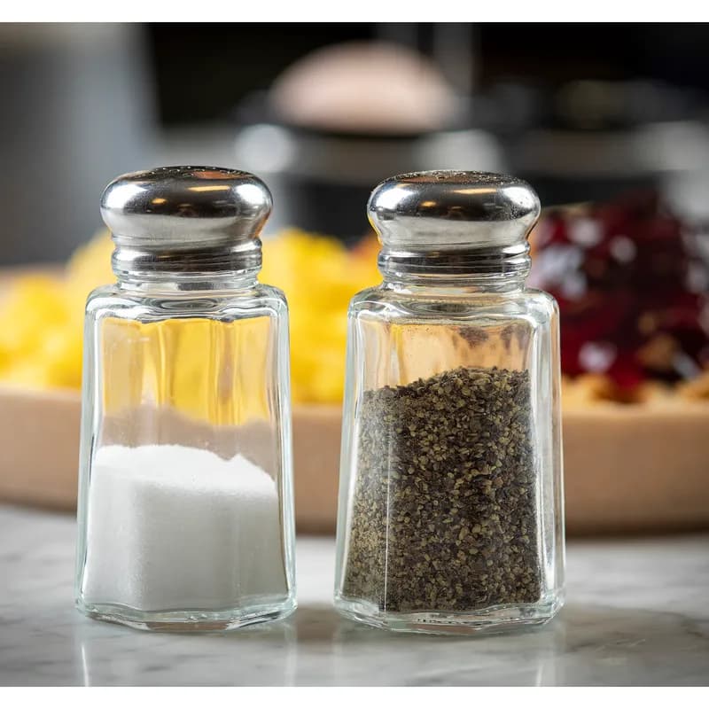 Salt & Pepper Shaker Top 2 OZ Glass Panelled Mushroom Top Hand Wash 1/Each