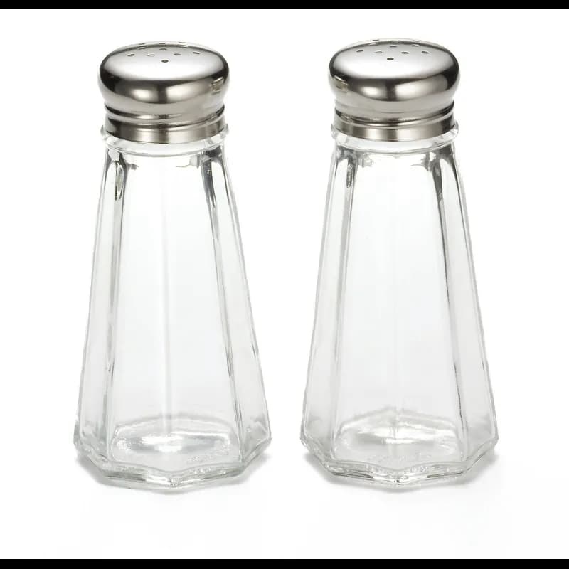 Salt & Pepper Shaker 3 OZ Glass Panelled Mushroom Top Hand Wash 1/Each