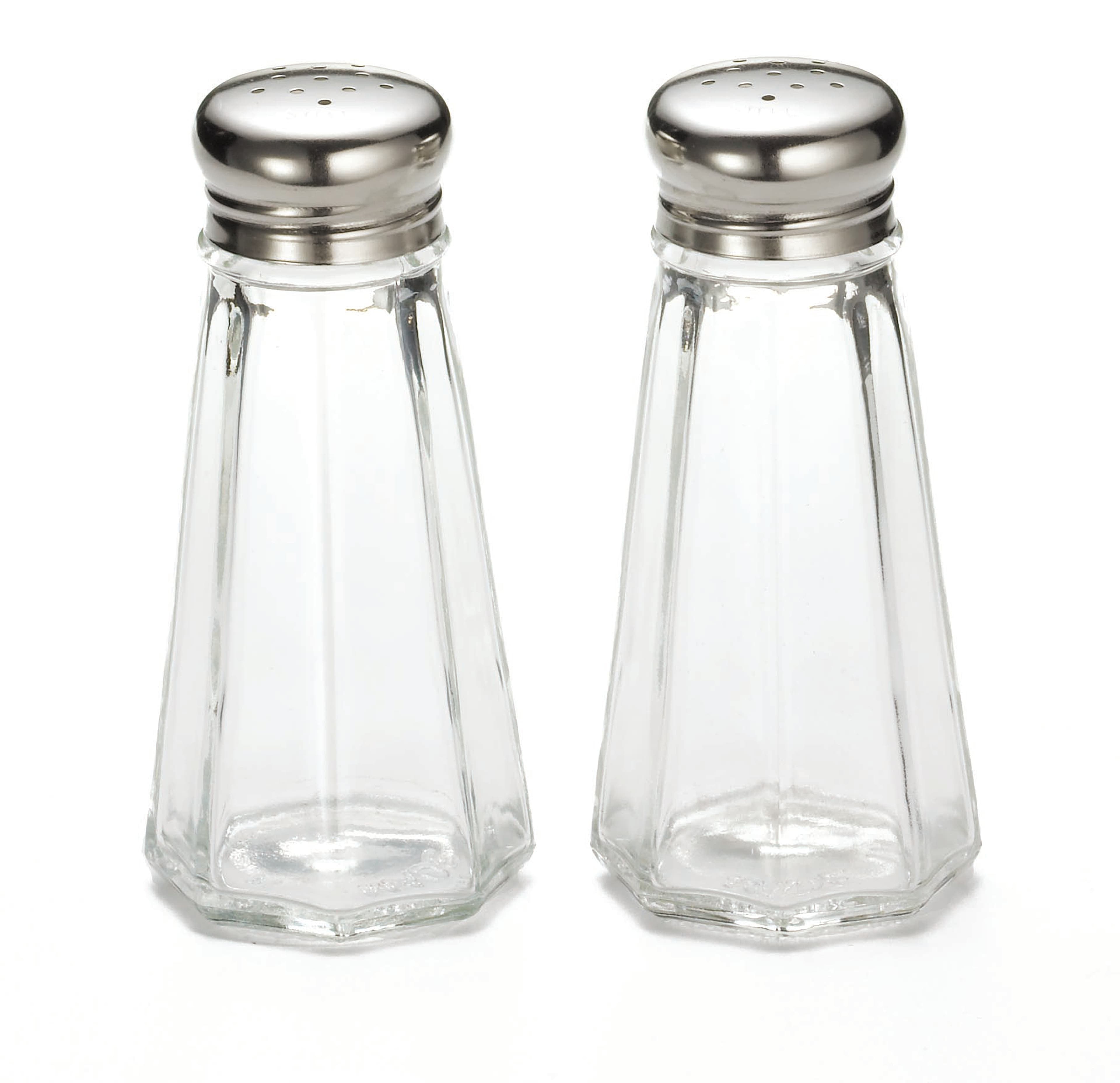 Salt & Pepper Shaker 3 OZ Glass Panelled Mushroom Top Hand Wash 1/Each