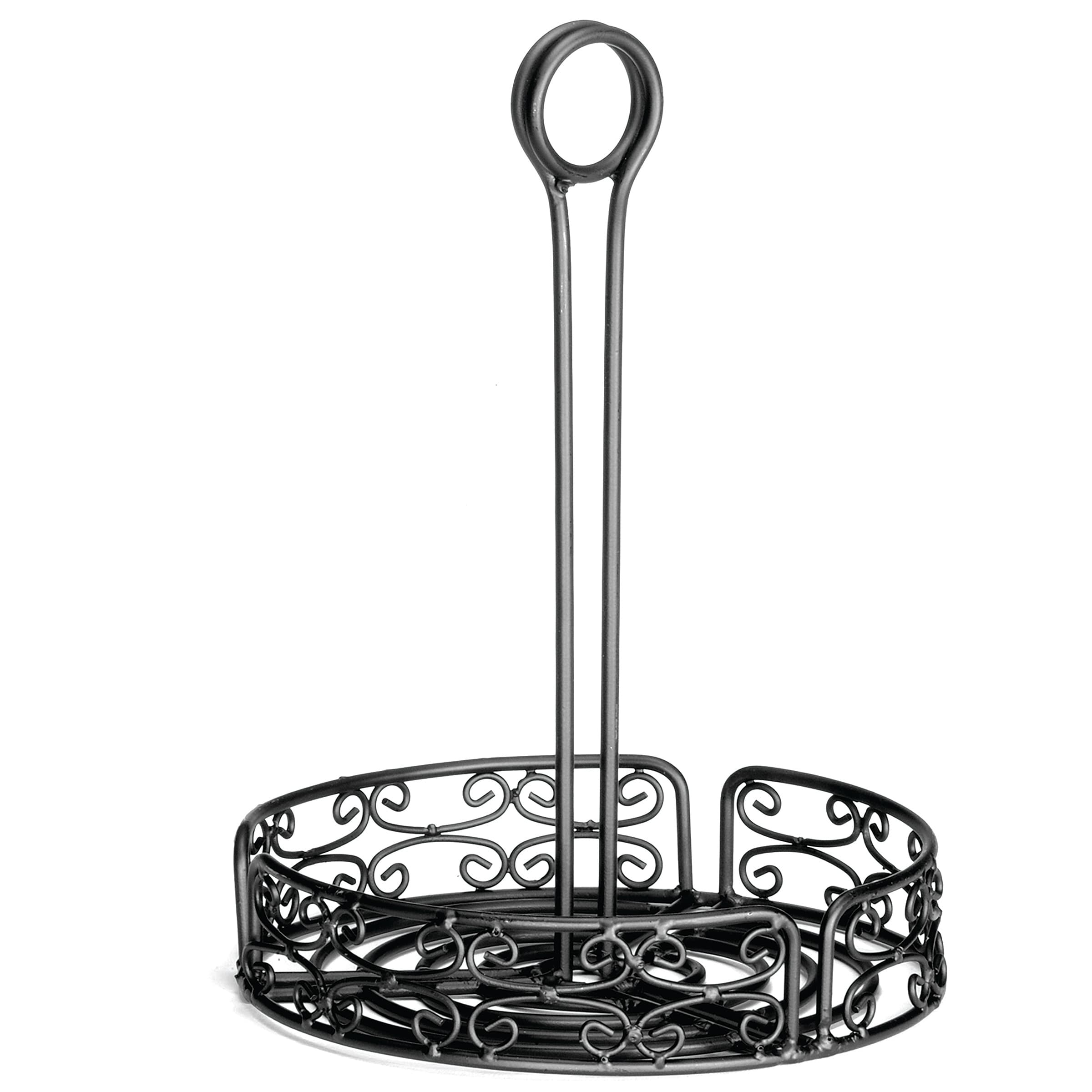 Mediterranean Collection™ Condiment Holder Rack 7.375X7.375X10 IN Powder Coated Steel Black Round Hand Wash 1/Each