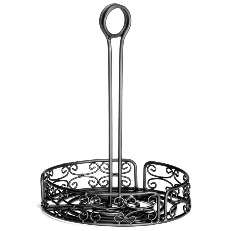 Mediterranean Collection™ Condiment Holder Rack 7.375X7.375X10 IN Powder Coated Steel Black Round Hand Wash 1/Each