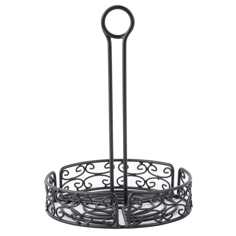 Mediterranean Collection™ Condiment Holder Rack 7.375X7.375X10 IN Powder Coated Steel Black Round Hand Wash 1/Each