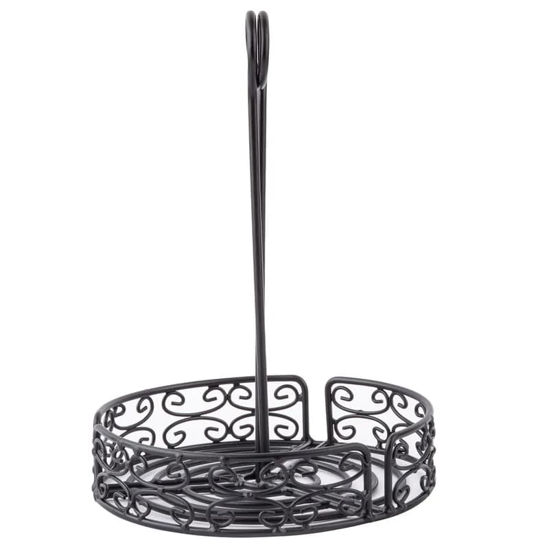 Mediterranean Collection™ Condiment Holder Rack 7.375X7.375X10 IN Powder Coated Steel Black Round Hand Wash 1/Each