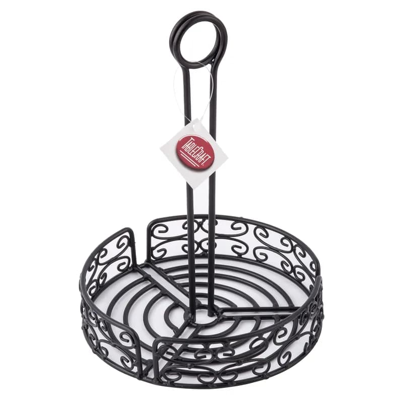 Mediterranean Collection™ Condiment Holder Rack 7.375X7.375X10 IN Powder Coated Steel Black Round Hand Wash 1/Each